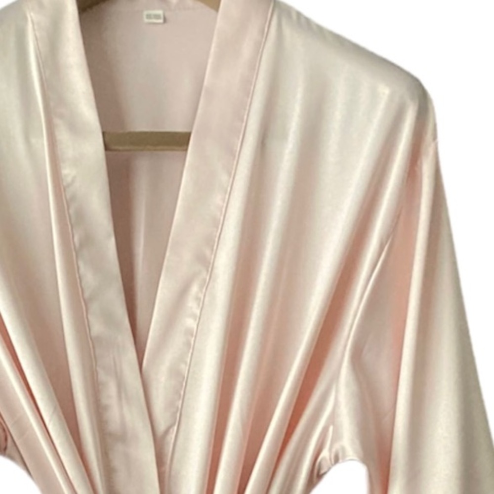 ❌SOLD❌XXL/XXL•PRISTINE GORGEOUS LACE / SOFT PINK LIGHTWEIGHT SATINY ROBE W BELT• - Picture 6 of 7